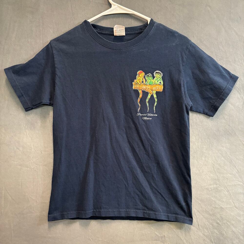 Yazbek Puerto Vallarta Mexico Iguana Graphic Tee Shirt Youth Medium Double Sided